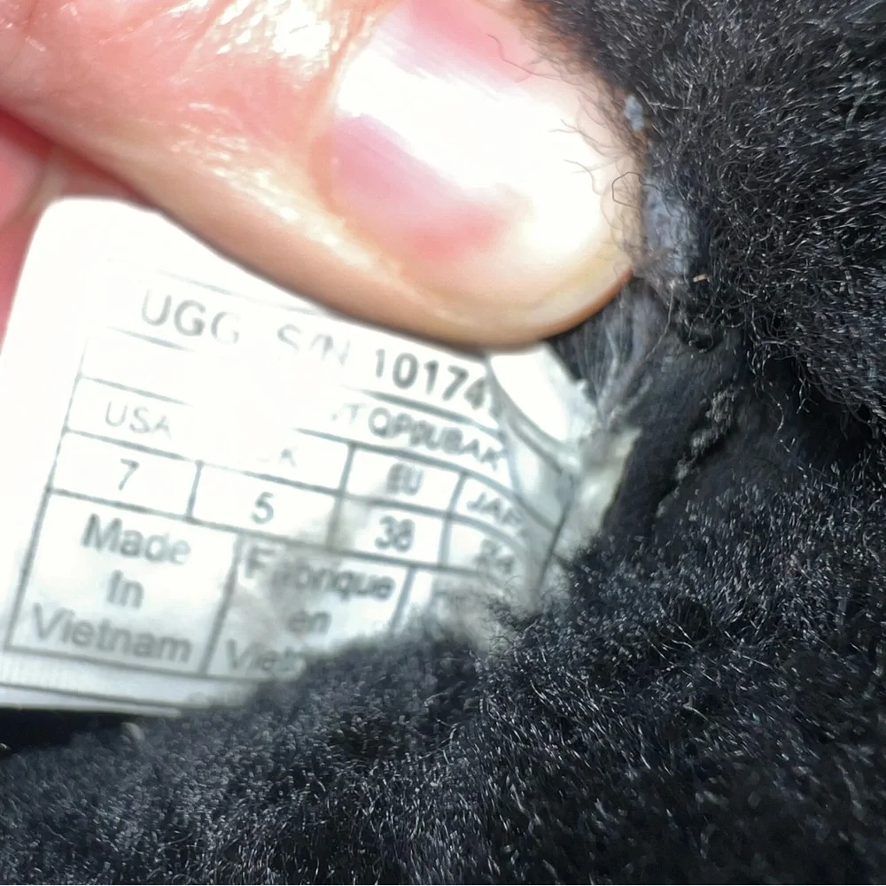 UGG Black Wedge Jeovana Boots with Fur Trim size 7
